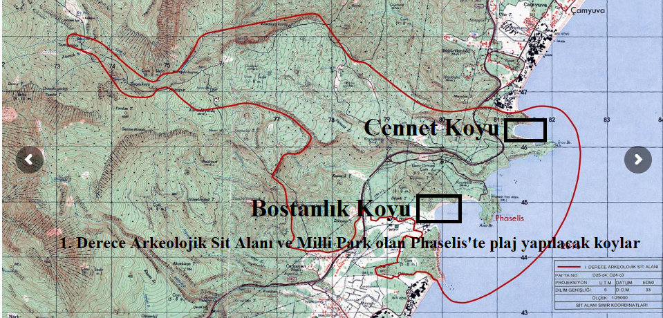 Phaselis Antik Kentini Ve Kente Ait Yerleşimleri Kapsayan Arkeolojik Sit Alanı Sınırı Ve Halk Plajı Yapılacak Koylar