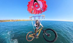 Alanyalı genç sporcu gökyüzünde pedal çevirdi!
