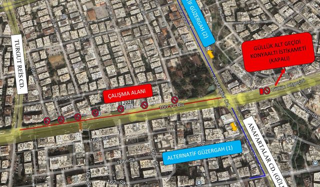 Pazar günü bu anayol kısmen kapalı