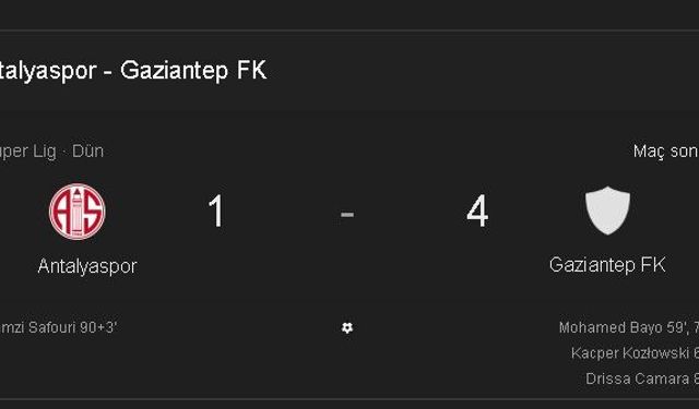 Antalyaspor’a 5 gollü maçta şok yenilgi